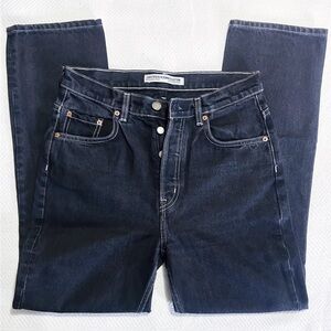 Zara TRF Trifaluc Denim Jeans Black 10 High Rise Tapered Button Closure Straight